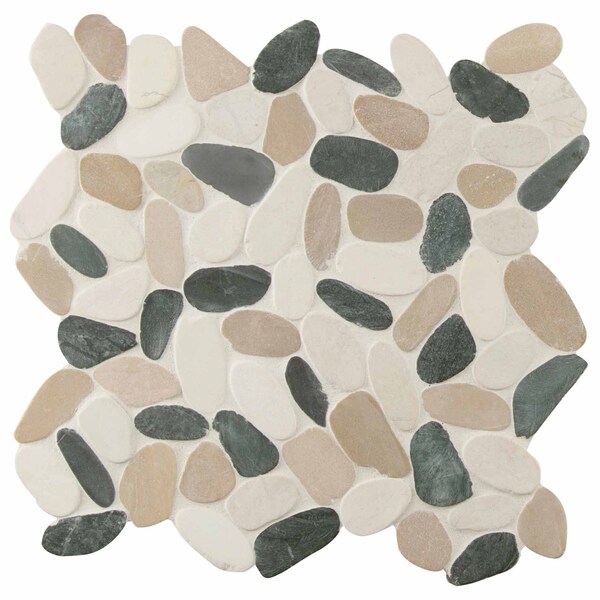 Metropolitan Pebble 11.81 In. X 11.81 In. X 10Mm Tumbled Marble Mesh-Mounted Mosaic Tile, 10PK